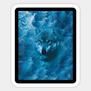 Wolf and waves of the ocean Sticker